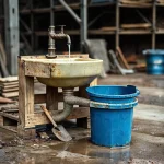 Фото по теме: Организация слива воды из самодельной мойки для инструментов на стройке
