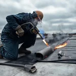 Фото по теме: Как спаять рулонную гидроизоляцию на крыше газовой горелкой