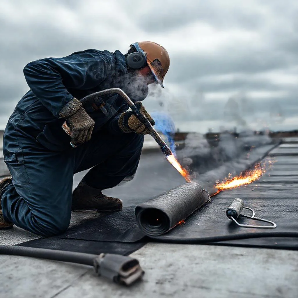 Фото по теме: Как спаять рулонную гидроизоляцию на крыше газовой горелкой