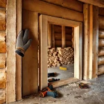 Фото по теме: Установка обсадной коробки в дверные проемы деревянного дома